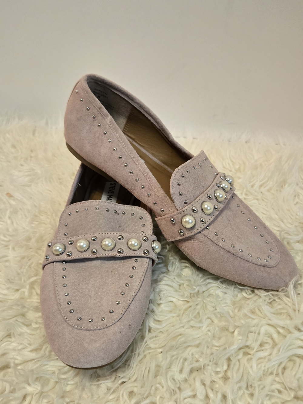 Berkshire Blush Pearl & Stud Suede-Look Loafers - Picture 14 of 14